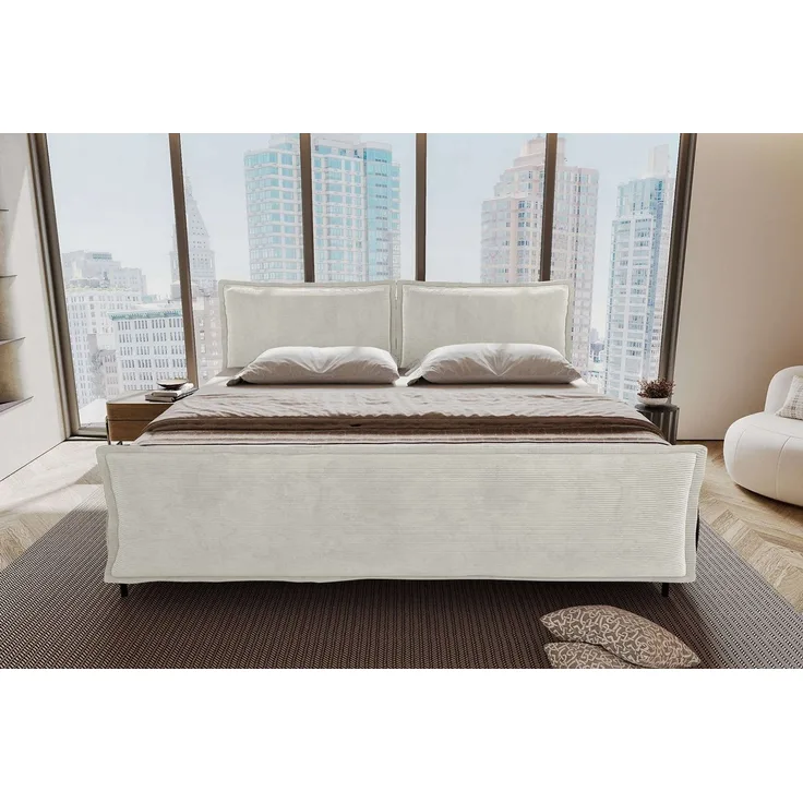 99rooms Vero Plus Familienbett Boxspringbett 220×200 cm Cordstoff POSO Greige