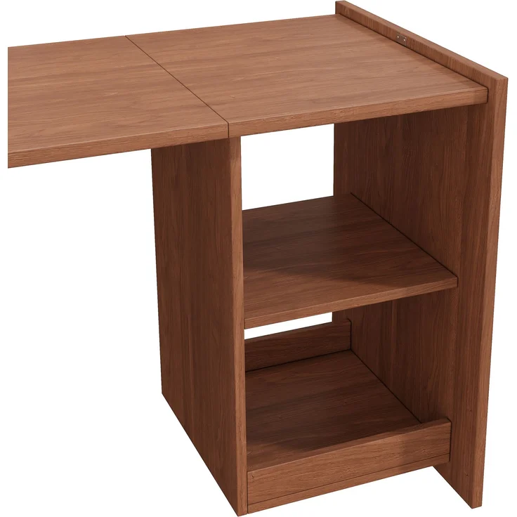 Flieks Klapptisch 126 x 55 x 75 cm, 2-in-1 Schreibtisch und Schrank mit 4 Fächern und Rollen, Nussbaumoptik – Bild 10