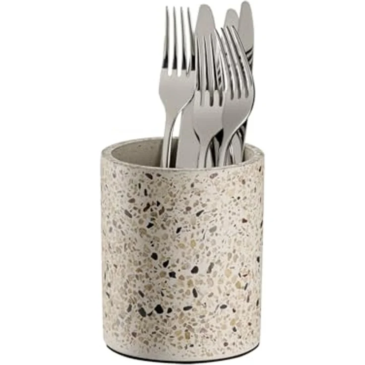 APS Besteckhalter Besteckbehälter -TERRAZZO- Ø 11 cm, Höhe ca. 13,5 cm, (1-tlg), in Terrazzo Optik, mit möbelschonender Unterseite – Bild 2
