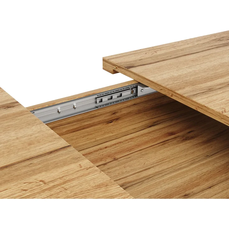 ausziehbarer Esstisch mit Holzmaserung MDF-Platte & Metallgestell, 120–160 cm Teleskop-Küchentisch mit Feststellschiene für Küche und Wohnzimmer – Bild 7