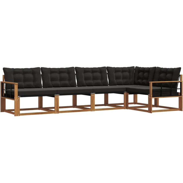 vidaXL Outdoor-Sofagarnitur 5 stk. 5-Sitzer Natur und Schwarz 3369463 – Bild 2