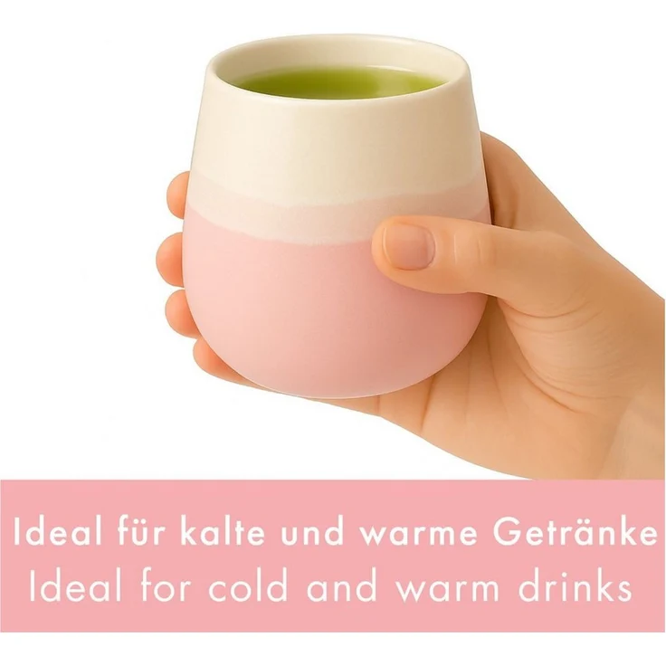 Goodwei Teeglas Japanisches Teebecher Set "Fuji Pink", modernes Design, 4-tlg, Keramik – Bild 2