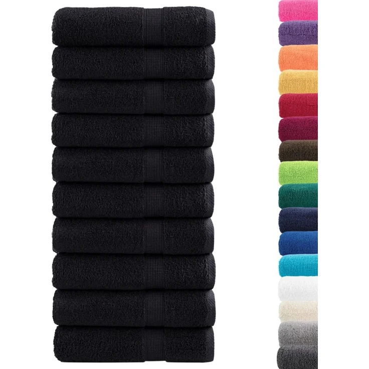 vidaXL Premium-Handtücher SOLUND 10 Stk. Schwarz 50x100 cm 600 g/m² 137427 – Bild 2