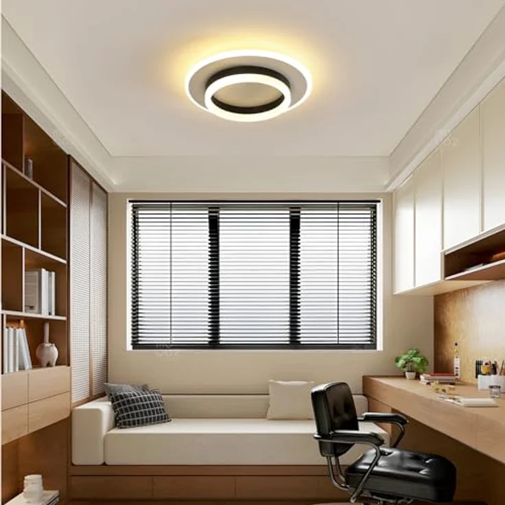 Goeco Deckenlampe LED, 28W Deckenleuchte Modern Rund, 3000K Warmweiß, Deckenbeleuchtung Schlafzimmer, Flur, Küche, Balkon, Weiß und Schwarz – Bild 9