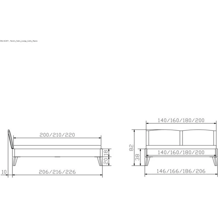 Hasena Polsterbett Fabro Lounge Weiß mit grauem Bezug 180x200 cm, Fußhöhe 20 cm MDF weiss deckend – Lounge – Bild 6