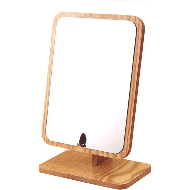 Jungengel Kosmetikspiegel Rechteckig Standspiegel Schminkspiegel 24x16 cm Tischspiegel Holz (1-St), Verstellbarer Tischspiegel, Klare Spiegeloberfläche, Ideales Format – Bild 1