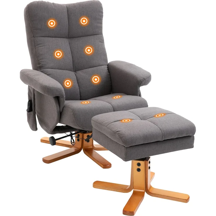 HOMCOM Massagestuhl, Polyester, Schaumstoff, Dunkelgrau, 80L x 86B x 99H cm