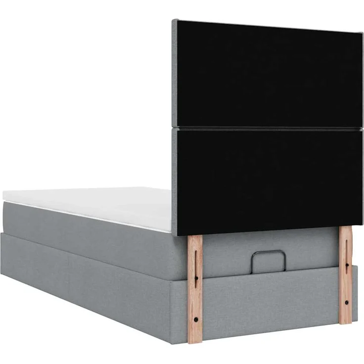 vidaXL Ottoman-Bett mit Matratze & LEDs Hellgrau 100x200 cm Stoff 3313899 – Bild 9