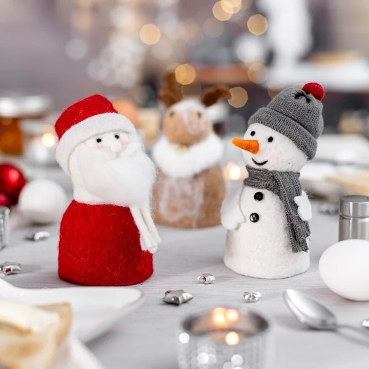 Eierwärmer Filz Weihnachtsmotiv Schnemann mit Schal 11 – Bild 4