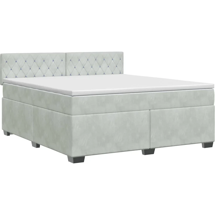 vidaXL Boxspringbett mit Matratze Hellgrau 140 x 200 cm Samt 3450722 – Bild 2