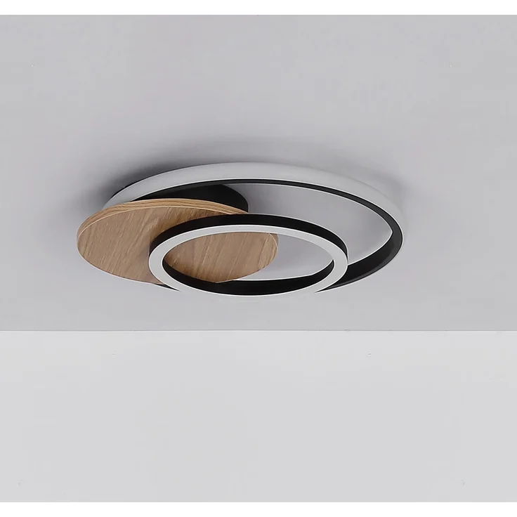 LED Deckenleuchte, Holz, natur, schwarz, L 38 cm – Bild 4