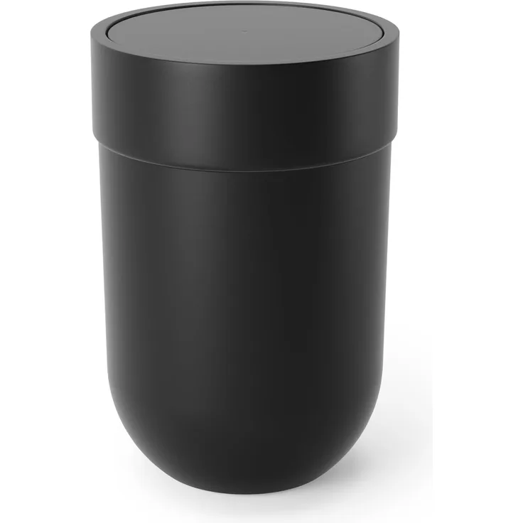 Umbra Bath Touch Mülleimer mit Deckel, Abfalleimer, Müllsammler, Papierkorb, Soft Touch Kunststoff, Schwarz, 023269040