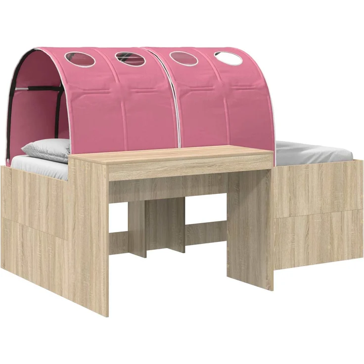 vidaXL Bett mit Tunnel 3 Stk. Artisian Eiche und Pink Holzwerkstoff 3423662 – Bild 2