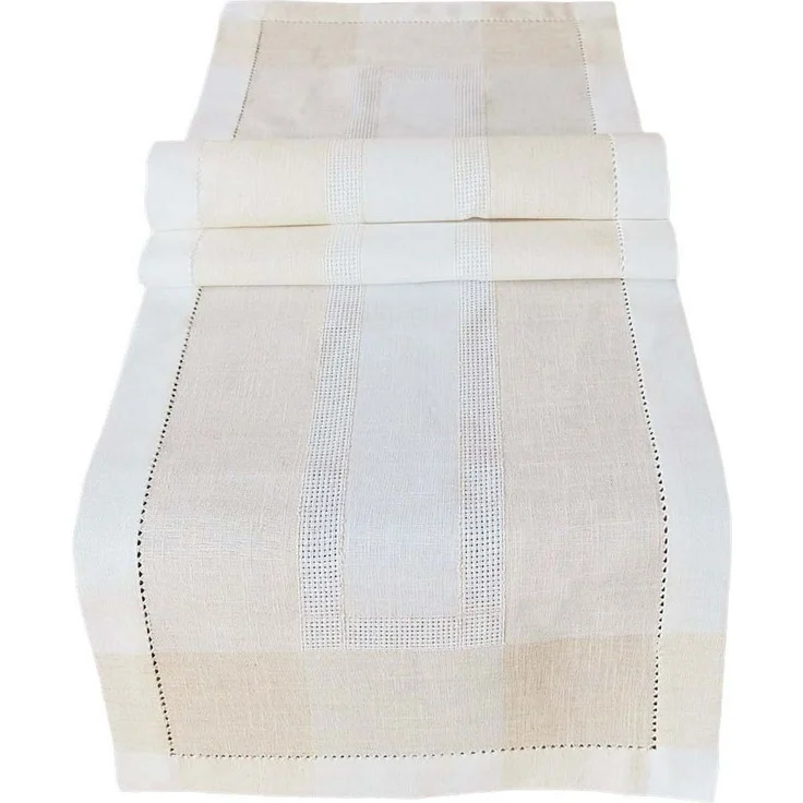 matches21 HOME & HOBBY Tischdecke Tischläufer ALMA Leinenoptik mit Hohlsaum Polyester beige 40 x 140 cm (1-tlg), Pflegeleicht & waschbar bei 30 °C – Bild 3