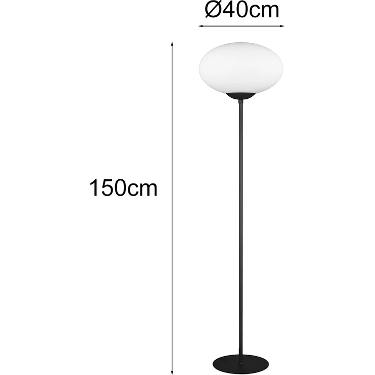 Retro LED Stehleuchte Schwarz mit Glaskugel Lampenschirm, Höhe 150cm – Bild 4