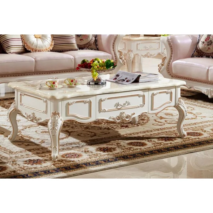 Königlicher Couchtisch 130x73 Tisch Sofa Beistelltisch Tische Weiß Holz