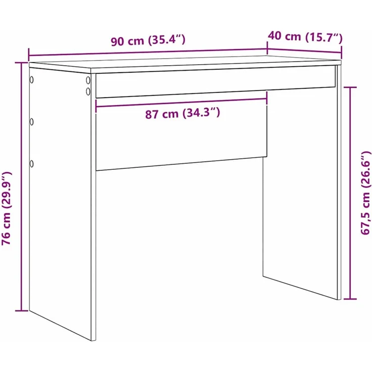 vidaXL Schreibtisch Sonoma-Eiche 90 x 40 x 76 cm 869396 – Bild 10