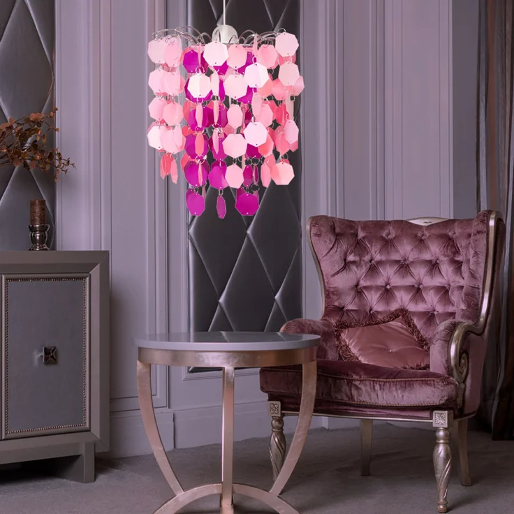 RGB LED Hängeleuchte, rosa-pink, App- und Sprachsteuerung, 32 cm – Bild 6