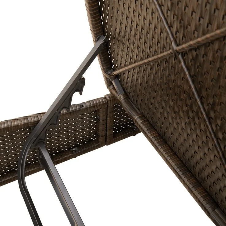 vidaXL Doppel-Sonnenliege mit Auflagen Braun Poly Rattan 368096 – Bild 8