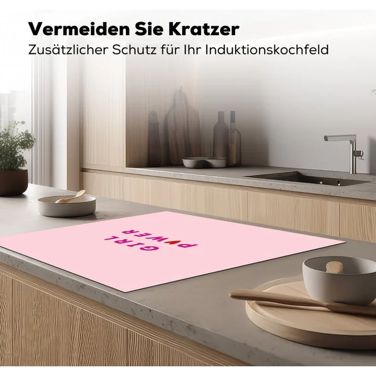 MuchoWow Herd-Abdeckplatte Girl-Power - Rosa - Herz, Vinyl, (1 tlg), Cerankochfeld Abdeckung, Herd Abdeckplatten Vinyl, 58x59 cm – Bild 3