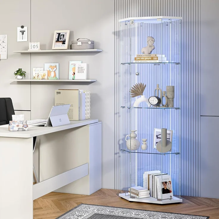 Glasvitrine Standvitrine mit LED Holz 4 Etagen – Bild 3