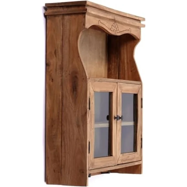 DESIGN DELIGHTS Wandregal WANDSCHRANK "RIBERA", mit Glastüren, 73 cm, Holz Wandregal – Bild 5