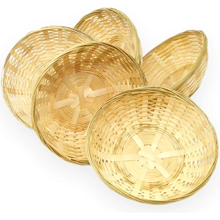 Lashuma Aufbewahrungskorb (Set, 5 St), Dekokörbchen Ø 20 cm, runde Bambuskörbe geflochten