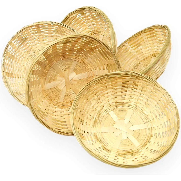 Lashuma Aufbewahrungskorb (Set, 5 St), Dekokörbchen Ø 20 cm, runde Bambuskörbe geflochten – Bild 1