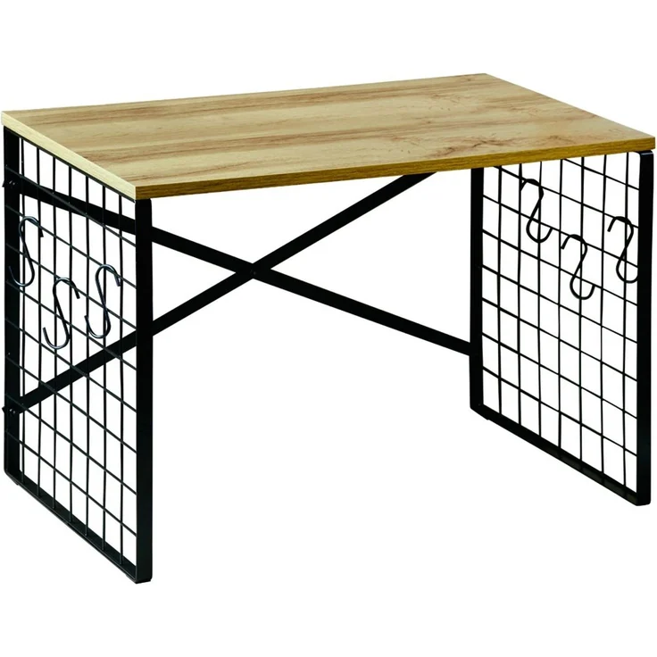 KESPER 27831 Mikrowellenregal Eichendekor / Metall schwarz, inkl. 6 Haken – Bild 1