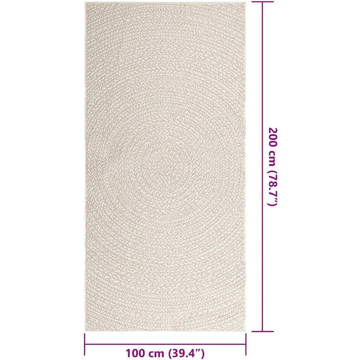 vidaXL Teppich ZIZUR Creme 100x200 cm Jute-Optik Indoor und Outdoor 4010375 – Bild 9