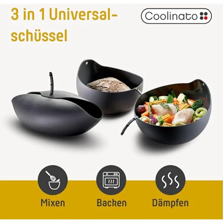 Coolinato Brotbackform Backform aus Silikon, (Set 2-tlg), Hitzebeständige 3-in-1 Universalschüssel, 2er Set – Bild 5