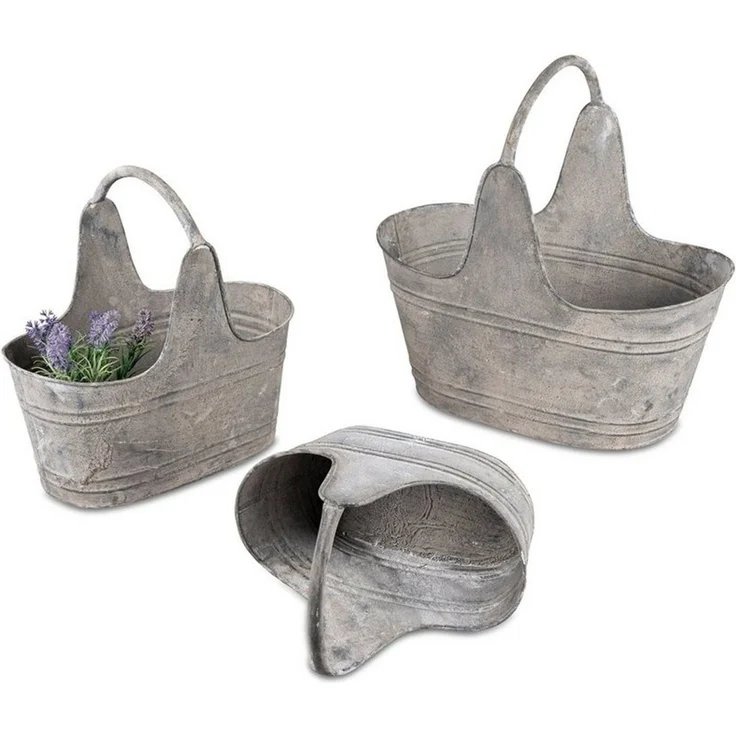 formano Pflanzkübel Körbe 3er-Set Metall antik (Set, 3 St, 3 Pflanzgefäße), Pflanzgefäß Gartendeko – Bild 3