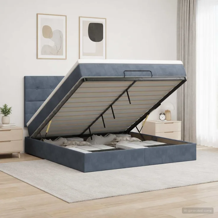vidaXL Ottoman-Bett mit Matratze und LED Dunkelgrau 180 x 200 cm Samt 3458320