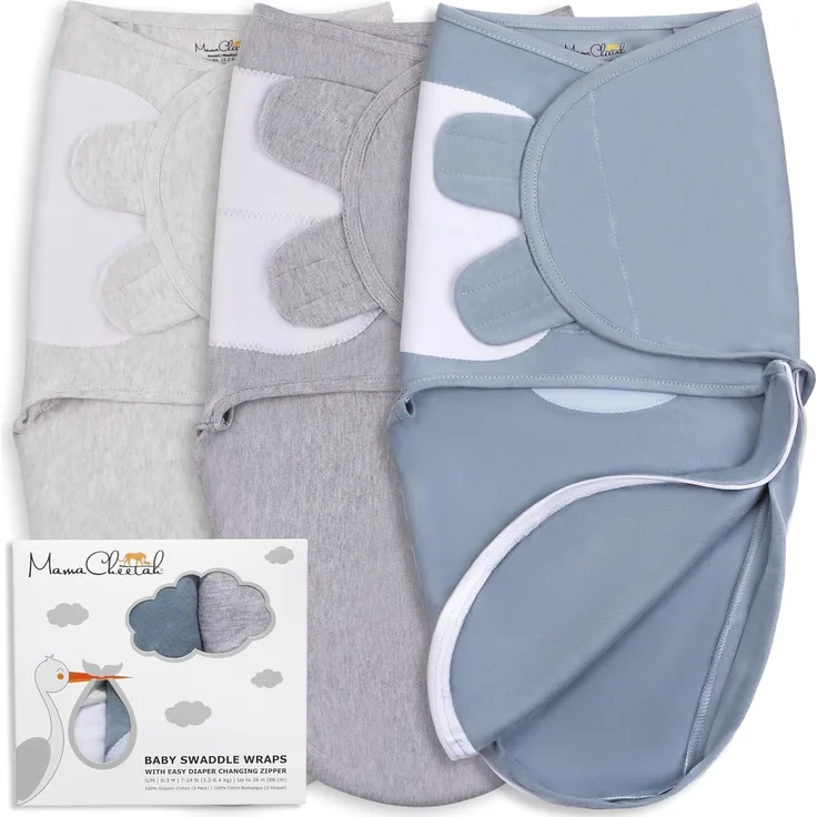 Mama Cheetah Baby Swaddle Decke mit Reißverschluss, Neugeborenes Swaddle Sack, Baby Swaddles Schlafsack 3-6 Monate, Baby Swaddle Wrap mit Easy Change Reißverschluss für Baby Junge Mädchen
