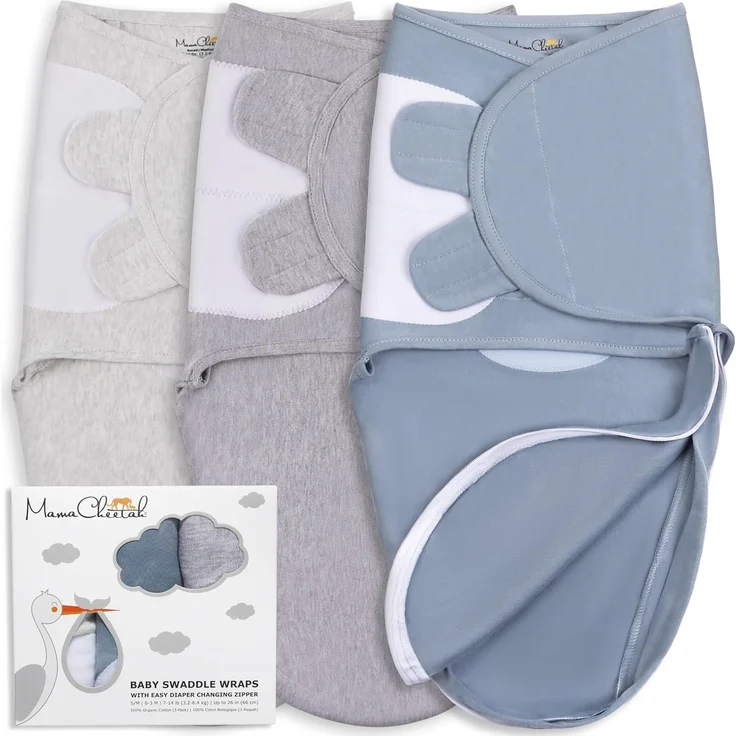 Mama Cheetah Baby Swaddle Decke mit Reißverschluss, Neugeborenes Swaddle Sack, Baby Swaddles Schlafsack 3-6 Monate, Baby Swaddle Wrap mit Easy Change Reißverschluss für Baby Junge Mädchen – Bild 1