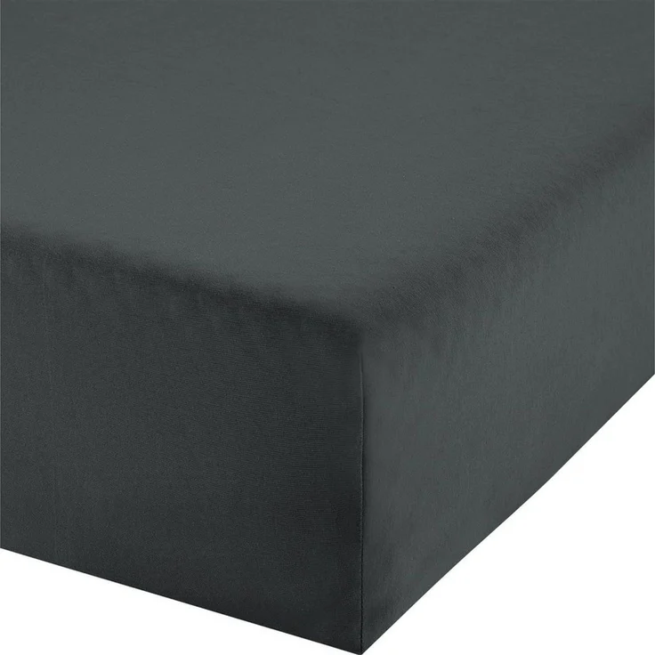 Erwin Müller 'Freising' Spannbettlaken, Gummizug: Rundumgummi, 1 Stück, Elasthan-Jersey-Stretch Uni, Anthrazit, Boxspringbett | 90x190 - 100x220 cm – Bild 1