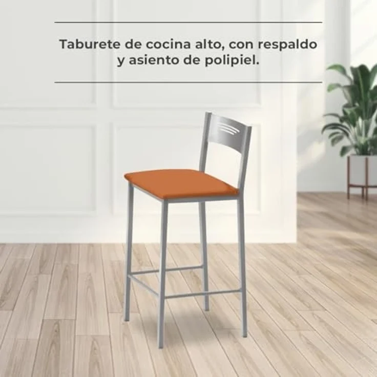 ASTIMESA Zwei Küchenhocker, 60 cm, Kunstleder, Orange (TAB60NA) – Bild 2