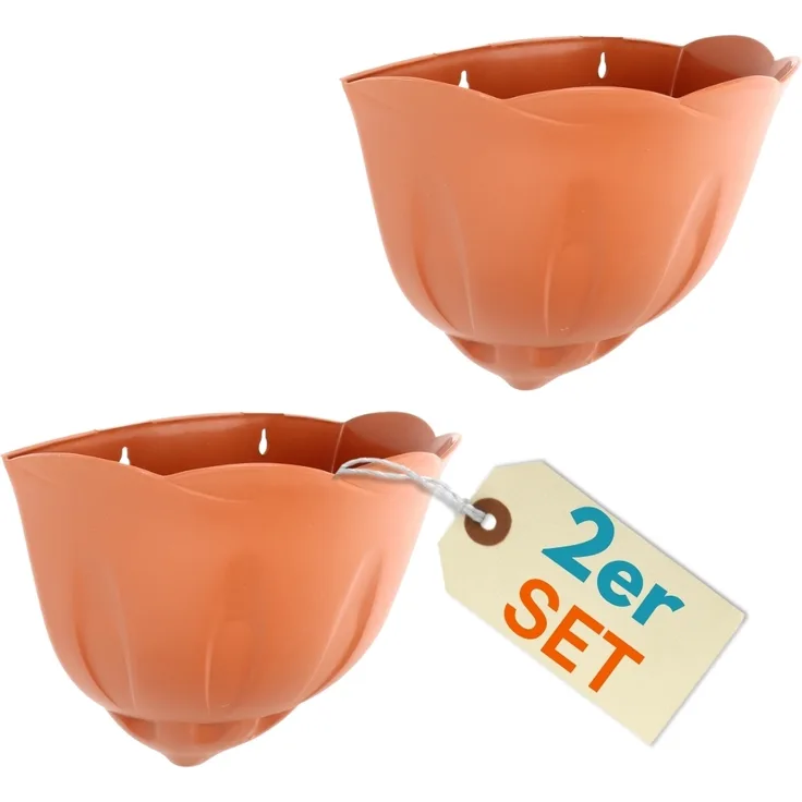 2er Set Blumentopf Wand Blumentopf Wandmontage Wandblumentopf Wandvasen für Pflanzen Pflanzen Wandhalterung Wandtopf Außenbereich Terrakotta