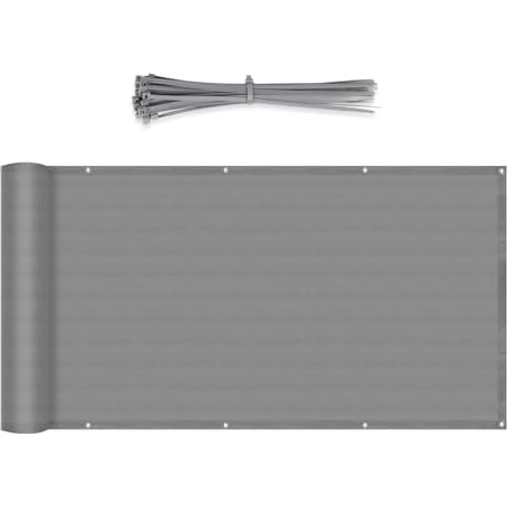 Sekey Balkon Sichtschutz HDPE 220g/m² | Wetterfest & Schnelltrocknend | Lichtdurchlässig & Blickdicht | 75x600cm, Hellgrau – Bild 1