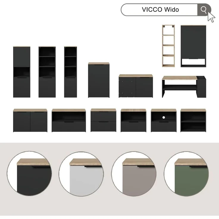 Kommode Wido Greige 50 x 80 cm mit Regal Vicco – Bild 9