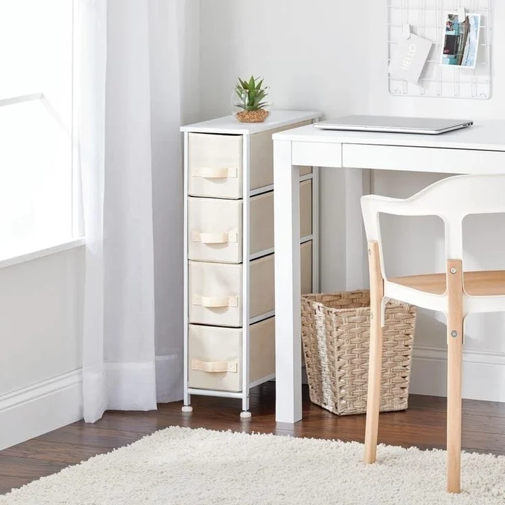 Stoffkommode Schrank Organizer 4 Fächer Aufbewahrungssystem mDesign creme/weiß – Bild 3