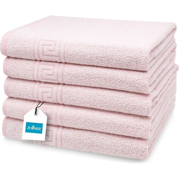 ZOLLNER 5er Set Duschtücher, 80% Baumwolle, 20% Polyester, 70x140 cm, rosa