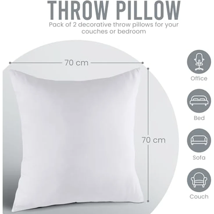 Utopia Bedding 2er Set Kissenfüllung 70x70 cm, Innenkissen Füllkissen Kopfkissen Sofakissen (Weiß) – Bild 3