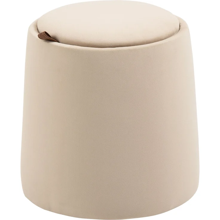 Ottomane 44x44x47,5 cm in Beige, Polyester in Samtoptik mit Stauraum und Wendedeckel – Bild 2