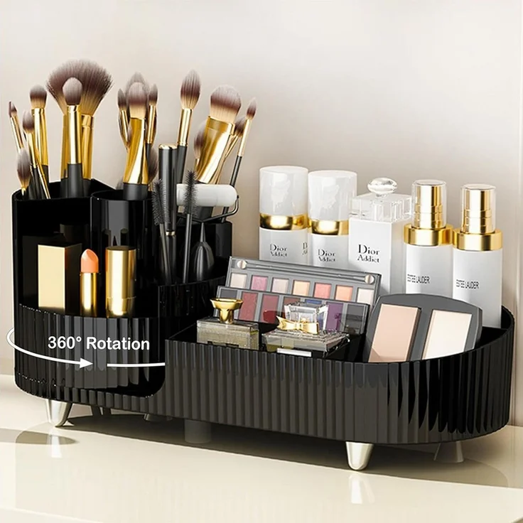 TUWENA Make-Up Organizer Kosmetik Make Up Organizer 360°Drehbarer Pinsel Organizer – Bild 2