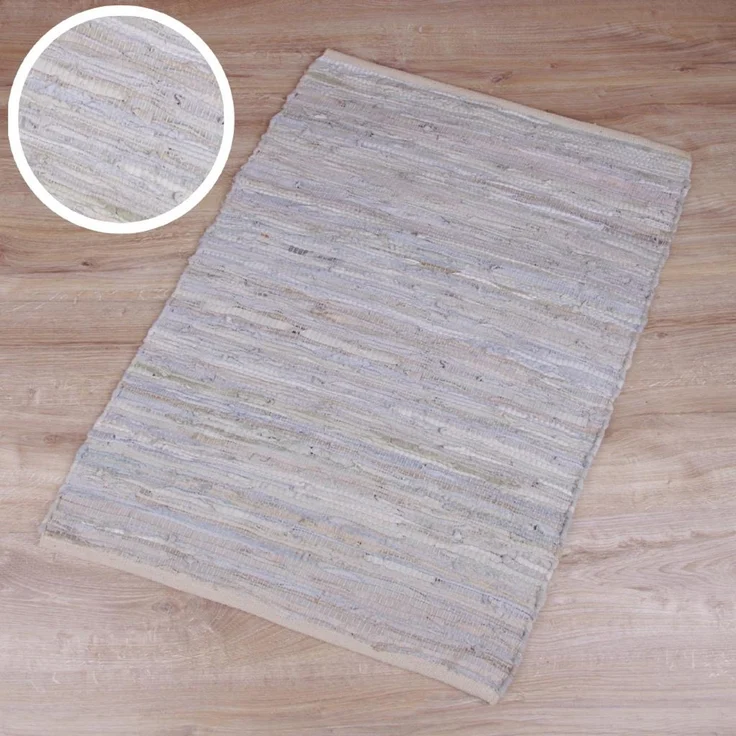 Flickenteppiche Leder 50x80cm weiß – Bild 7