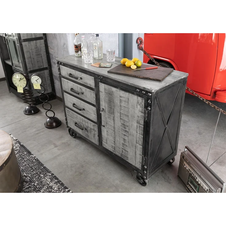 Sideboard Mango 120x46x92 grau lackiert HEAVY INDUSTRY #125 – Bild 2