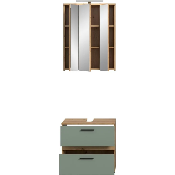 welltime Badmöbel-Set Lucca, bestehend aus: 1x Waschbeckenunterschrank & 1x Spiegelschrank, (Set, 2-St) – Bild 4