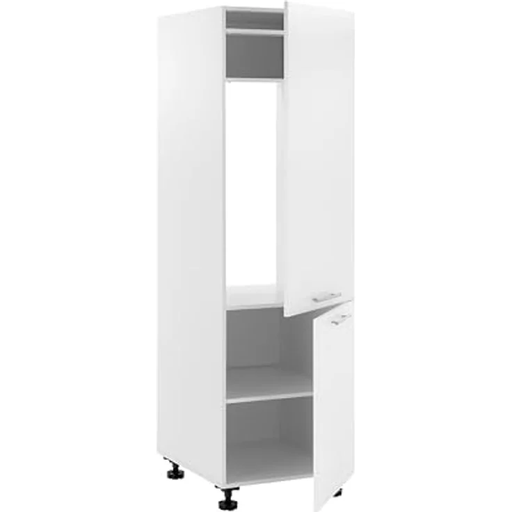 Laundreezy Einbauschrank für Kühlschrank, Weiß - Geräumiger Hochschrank für Waschküche & Hauswirtschaftsraum - 60 x 200 x 68 cm (B/H/T) – Bild 10