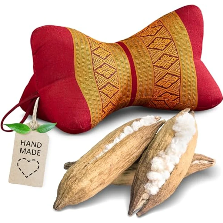 livasia Nackenstützkissen Knochenkissen, vegan und handgefertigt, Ø 15x32cm, Kapok – Bild 2